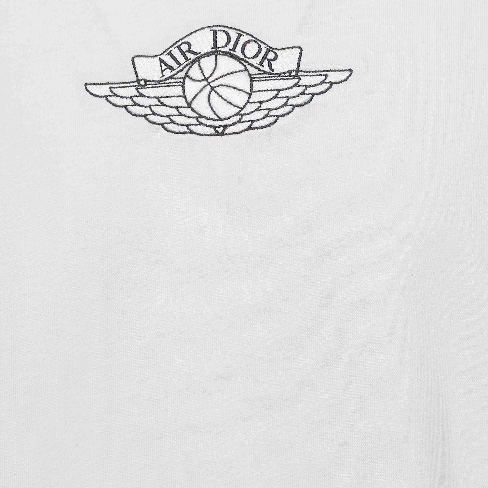 Dior Homme X Air Jordan Camiseta blanca bordada de algodón de media manga M Gris