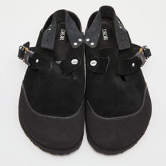 Dior Homme x Birkenstock Black Suede and Rubber Limited Edition Flat Slides Size