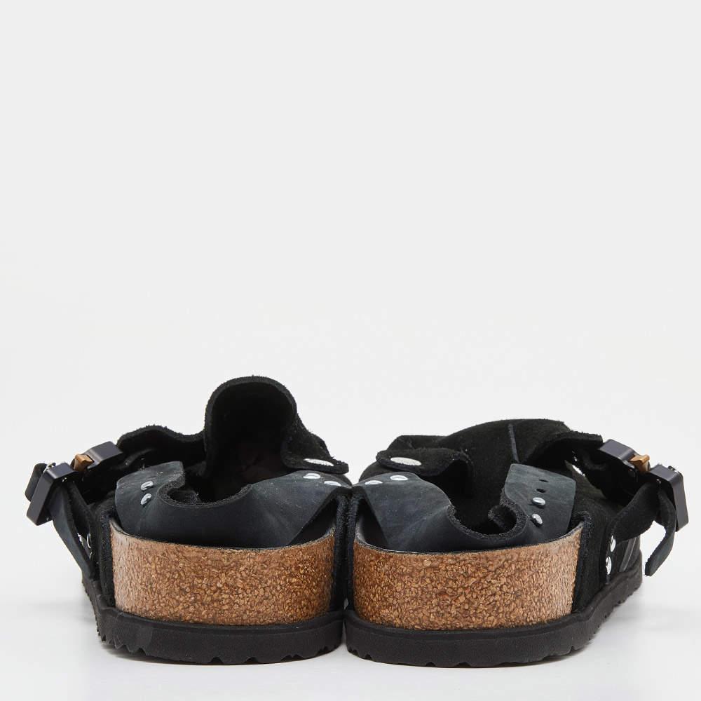 Dior Homme x Birkenstock Black Suede and Rubber Limited Edition Flat Slides Size In Good Condition In Dubai, Al Qouz 2