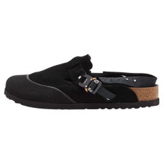 Dior Homme x Birkenstock Schwarzes Wildleder und Gummi Limitierte Auflage von flachen Schienen Größe