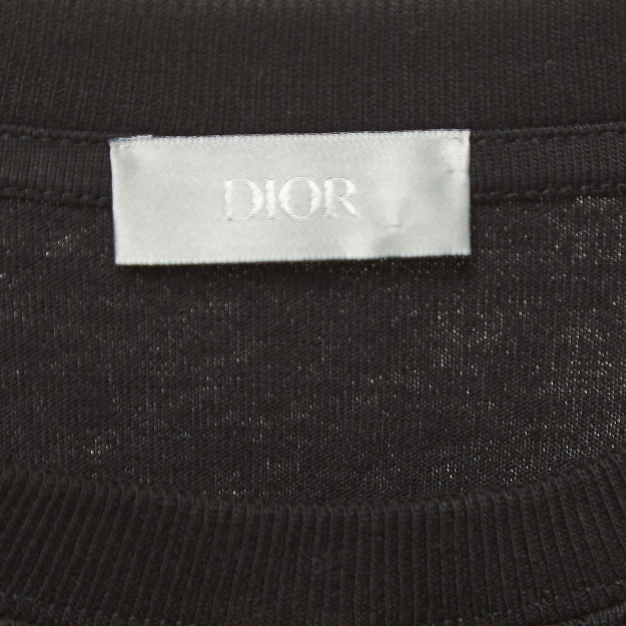Dior Homme X Cactus Jack Black Besticktes T-Shirt aus Baumwolle in Übergröße M im Angebot 1