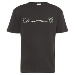 Dior Homme X Cactus Jack Black Besticktes T-Shirt aus Baumwolle in Übergröße M