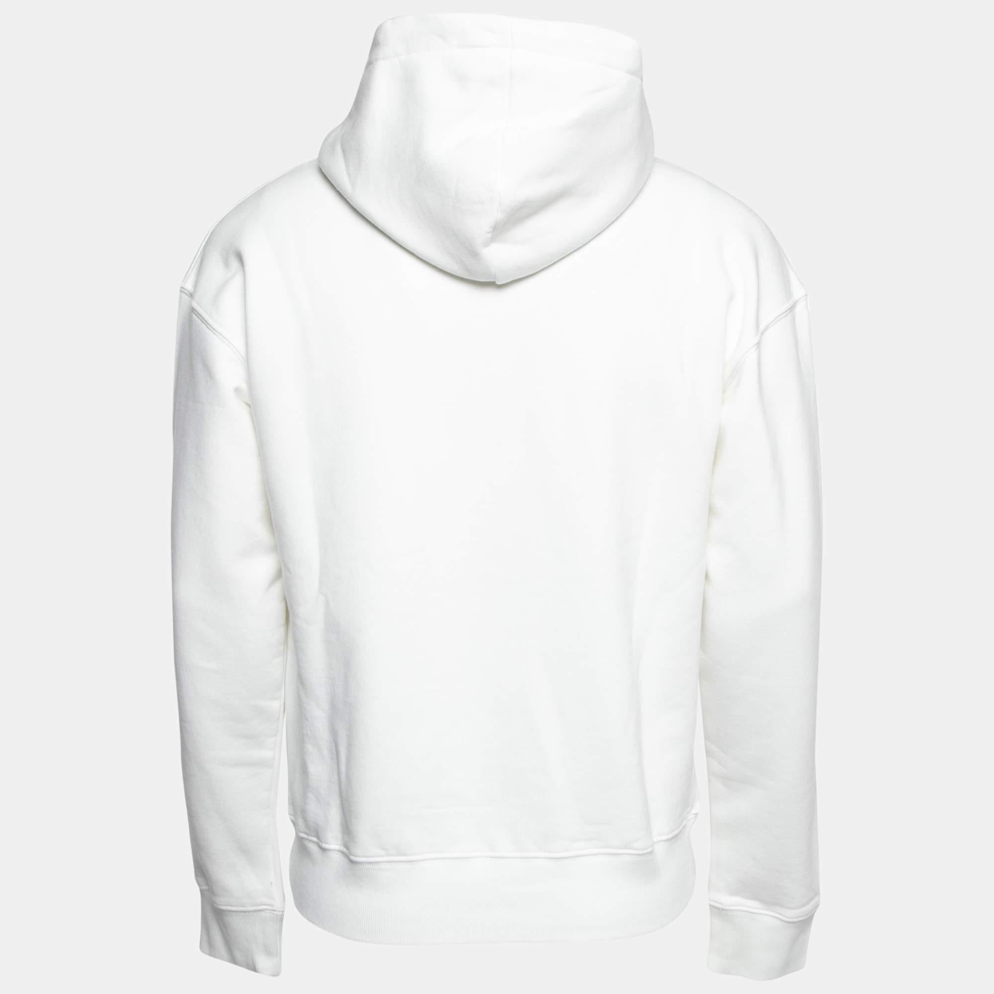 Dior Homme X Cactus Jack White Embroidered Cotton Hoodie S For Sale 1