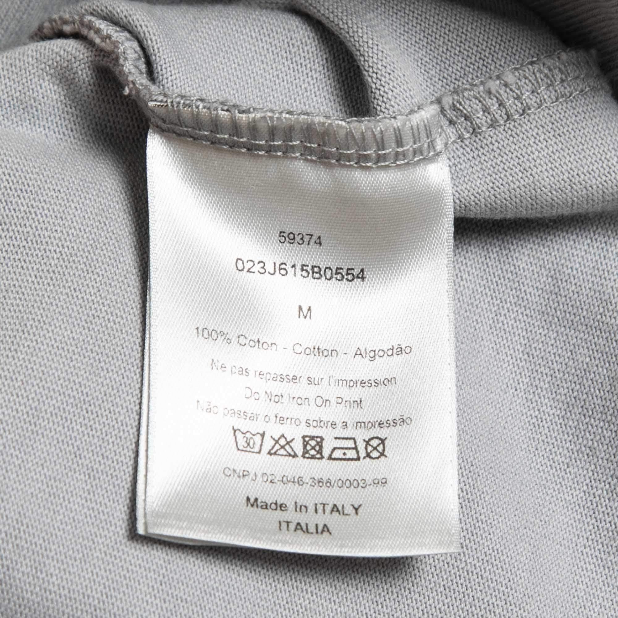Dior Homme X Daniel Arsham Grey Eroded Logo Print Cotton Crew Neck T-Shirt M In Excellent Condition In Dubai, Al Qouz 2