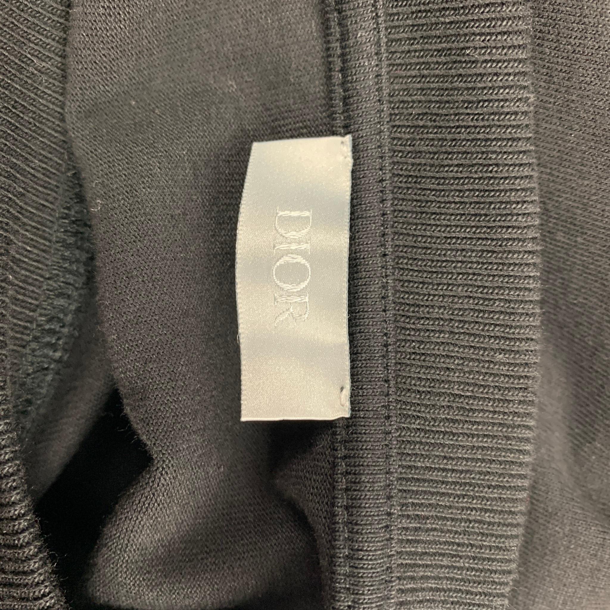 DIOR HOMME x SHAWN STUSSY Size XL Black Embroidery Cotton Crew-Neck T-shirt In Good Condition In San Francisco, CA