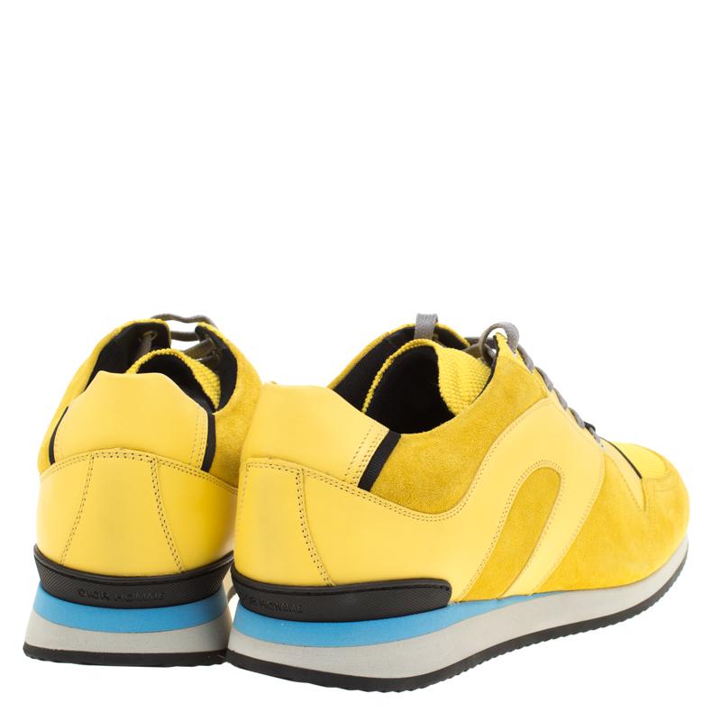 Dior Homme Yellow Suede And Leather Platform Sneakers Size 45 In New Condition In Dubai, Al Qouz 2
