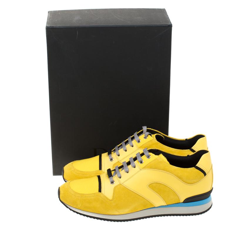 Dior Homme Yellow Suede And Leather Platform Sneakers Size 45 4