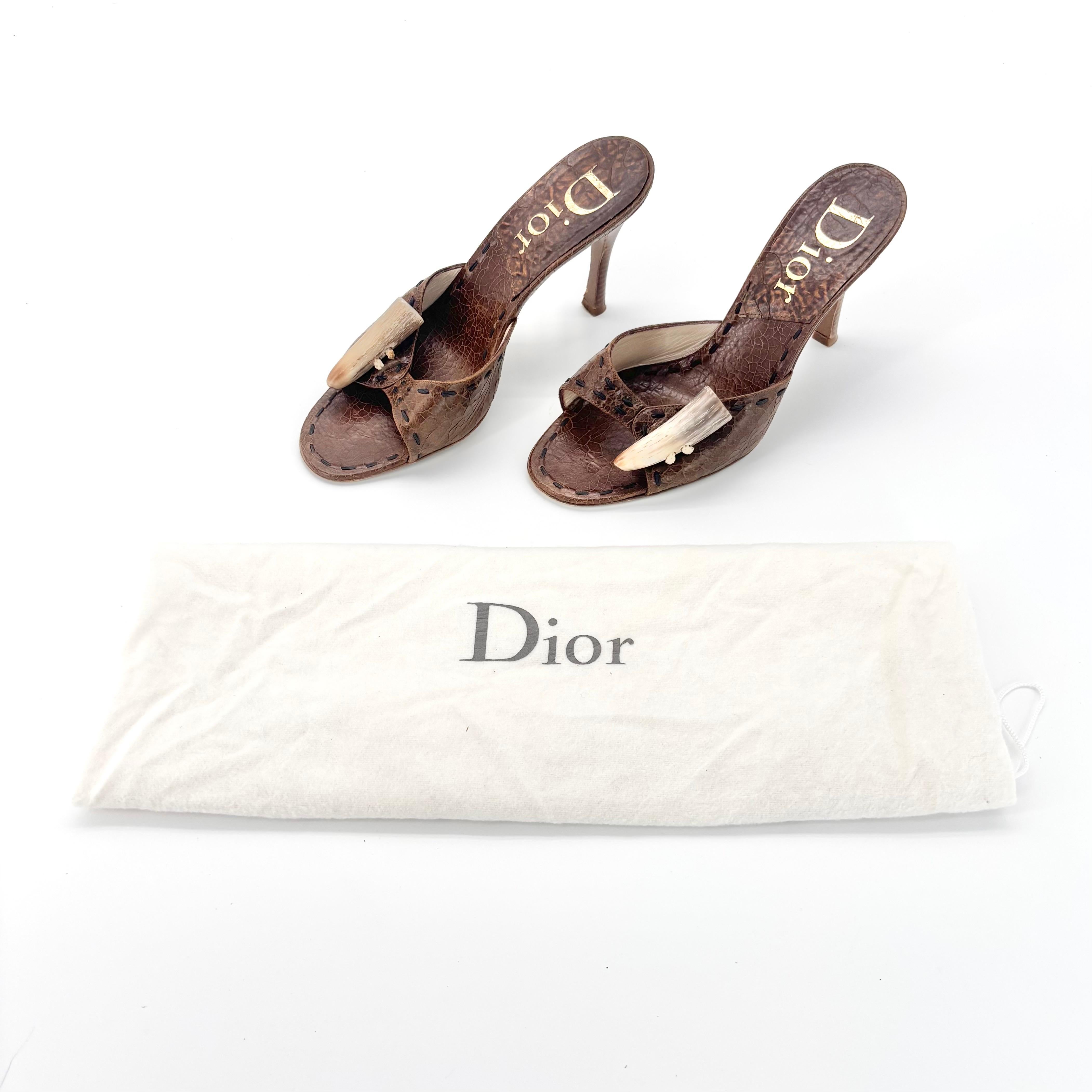 Dior Horn Toggle Y2k Vintage Galliano Era Slip On Mules Sandals