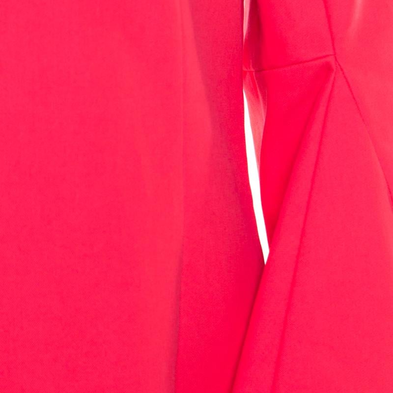 Women's Dior Hot Pink Cotton Long Flared Sleeve Dress M