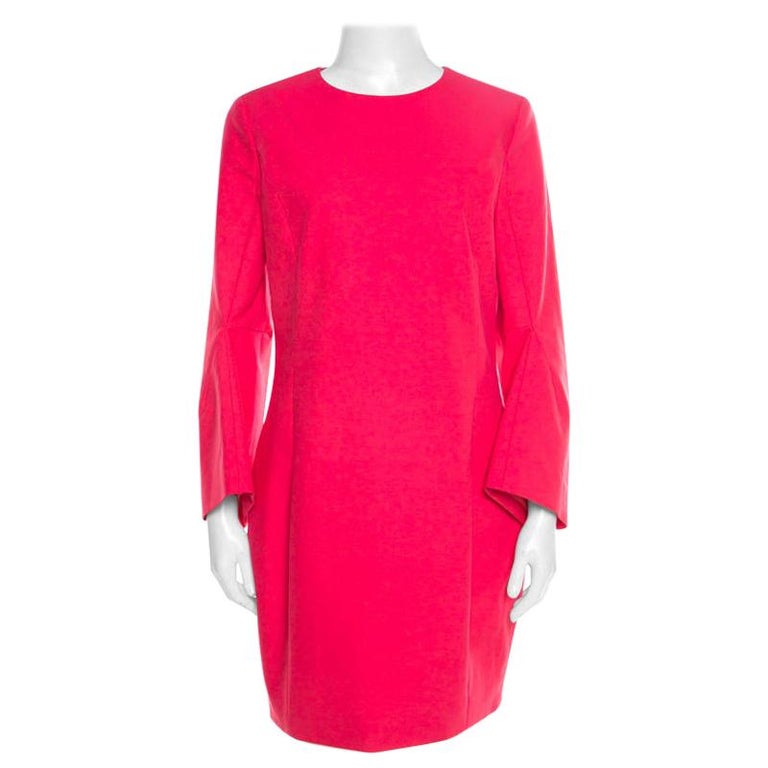 Dior Hot Pink Cotton Long Flared Sleeve Dress M at 1stDibs
