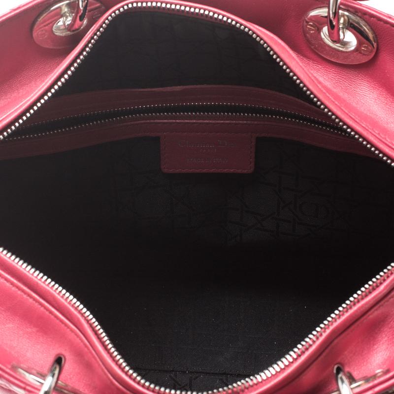 Dior Hot Pink Leather Large Lady Dior Tote 1