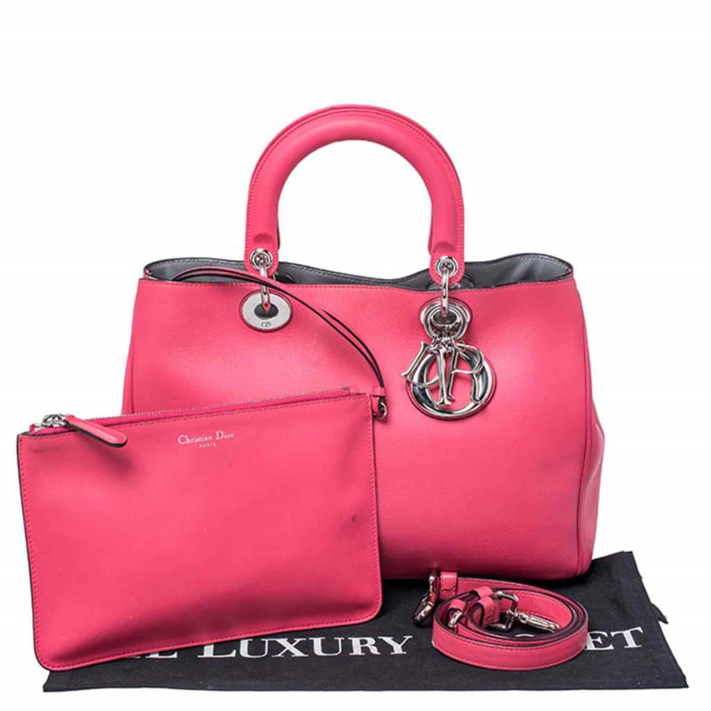 Dior Hot Pink Leather Medium Diorissimo Shopper Tote 7