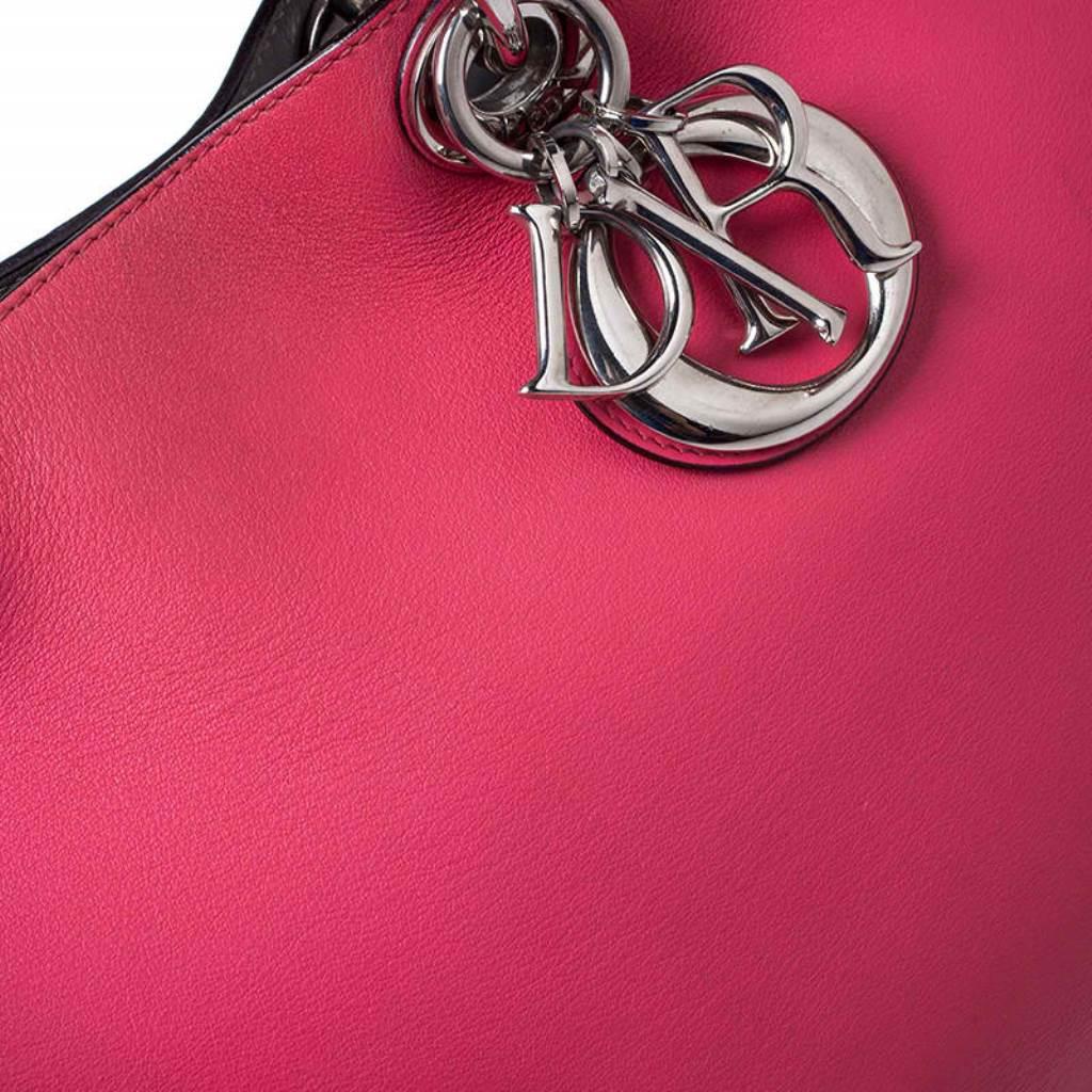 Dior Hot Pink Leather Medium Diorissimo Shopper Tote 4