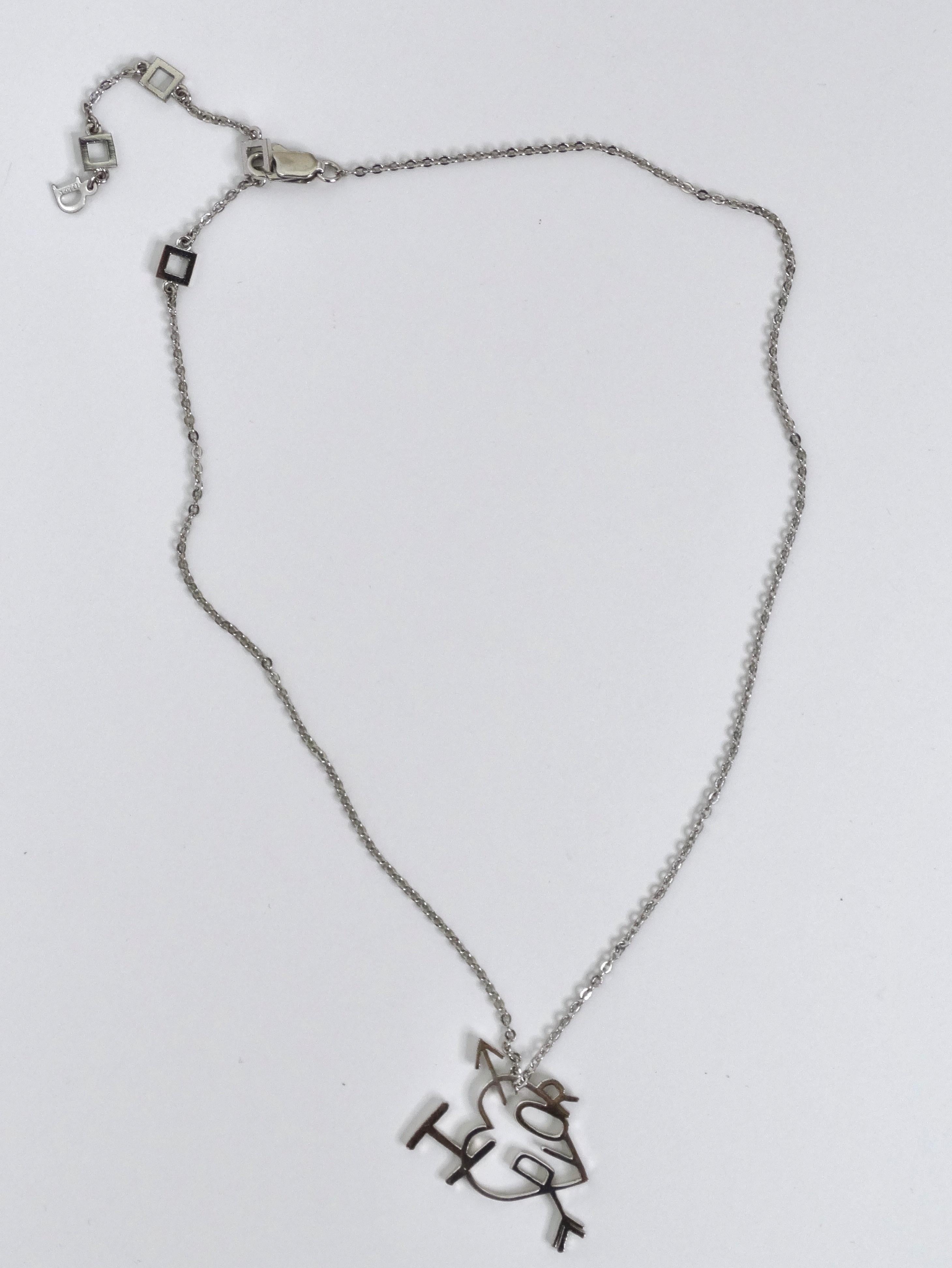 Dior I Heart Dior Pendant Silver Tone Necklace 1