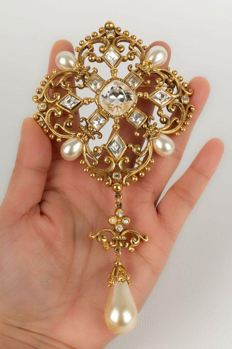 Dior Imposing Brooch/Pendant in Gold Metal and Pearly Drops 3