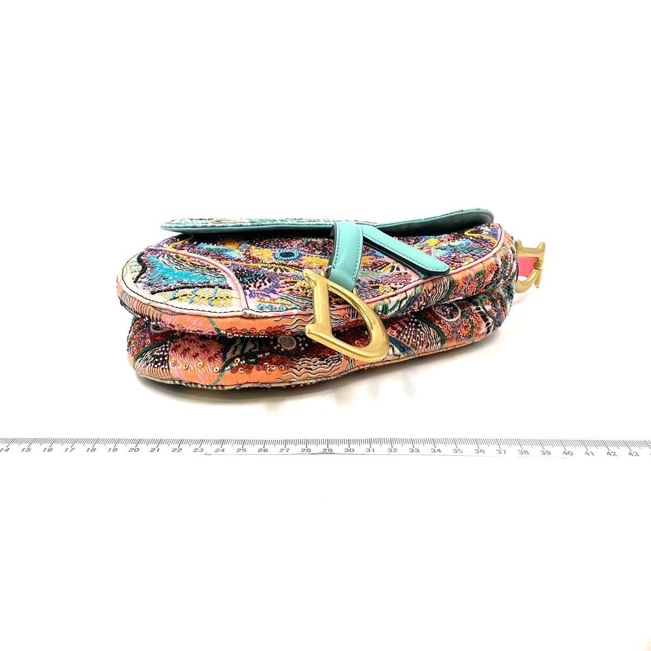 Dior In Lights Saddle Medium Multicolor Beads and Calfskin Leather Shoulder Bag 1