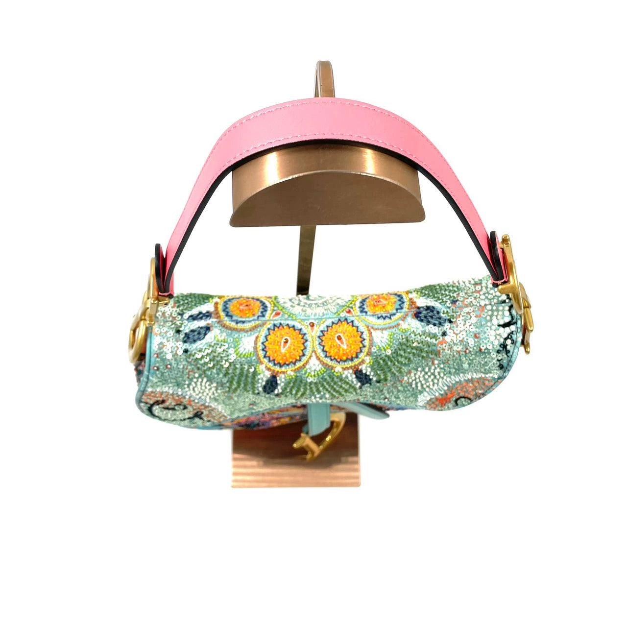 Dior In Lights Saddle Medium Multicolor Beads and Calfskin Leather Shoulder Bag 2