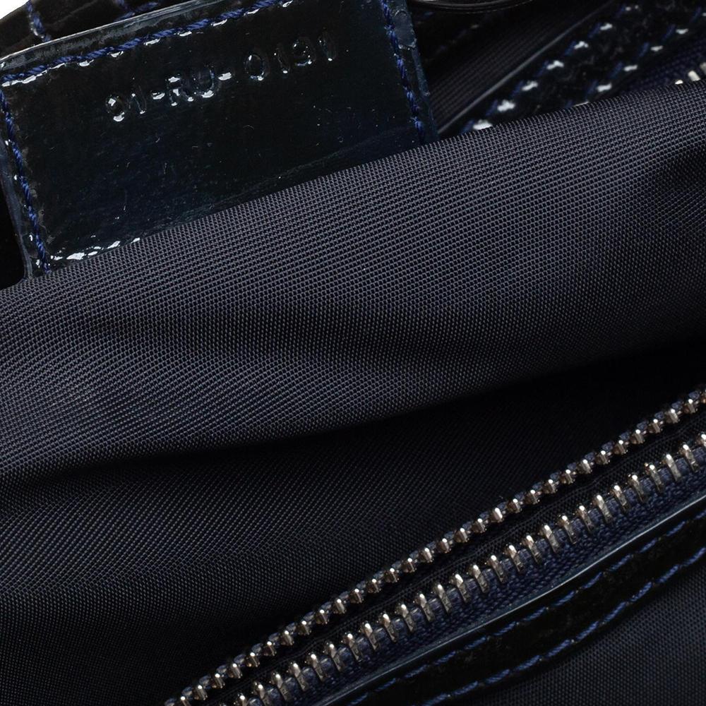 Dior Indigo Blue Cannage Patent Leather Soft Lady Dior Shopper Tote In Good Condition In Dubai, Al Qouz 2