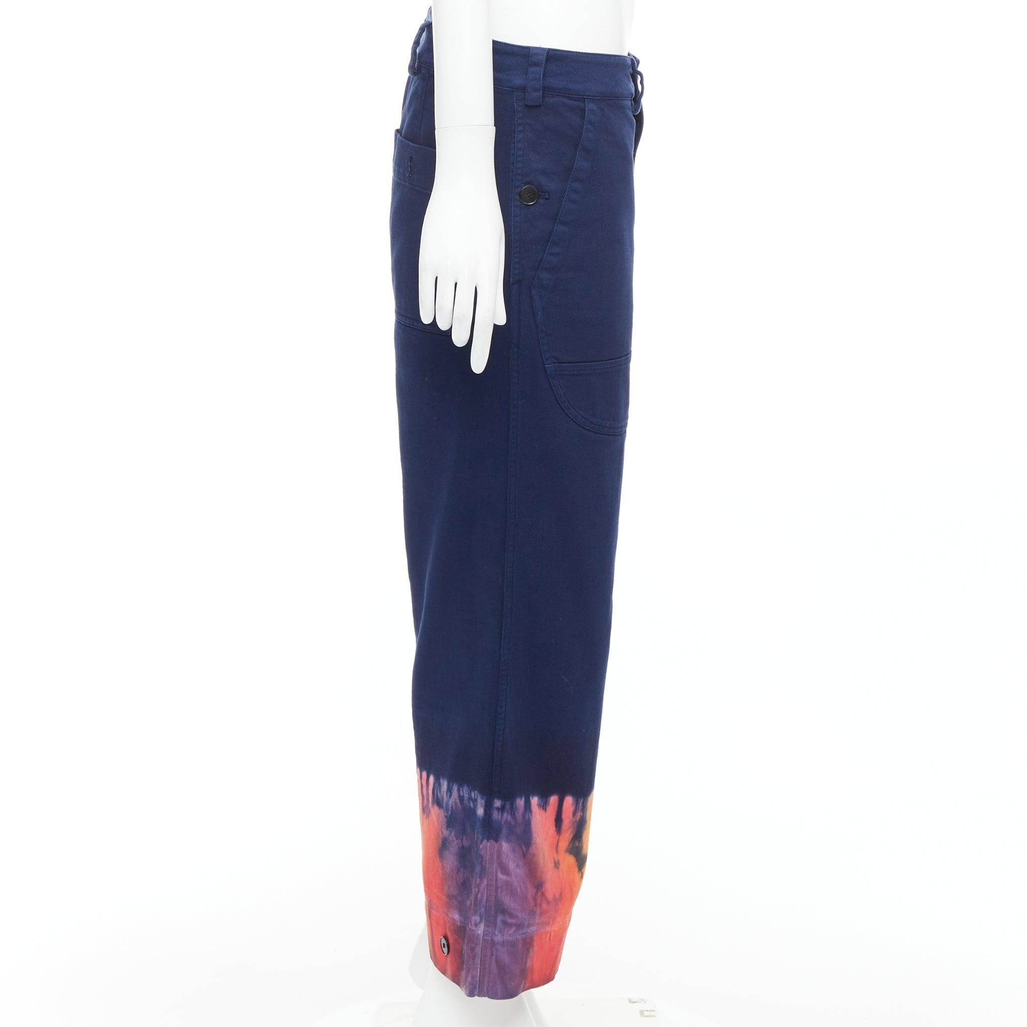 DIOR indigoblaue Regenbogen-Jeans mit weitem Saum und abgeschnittenem Bein FR38 M im Zustand „Hervorragend“ im Angebot in Hong Kong, NT