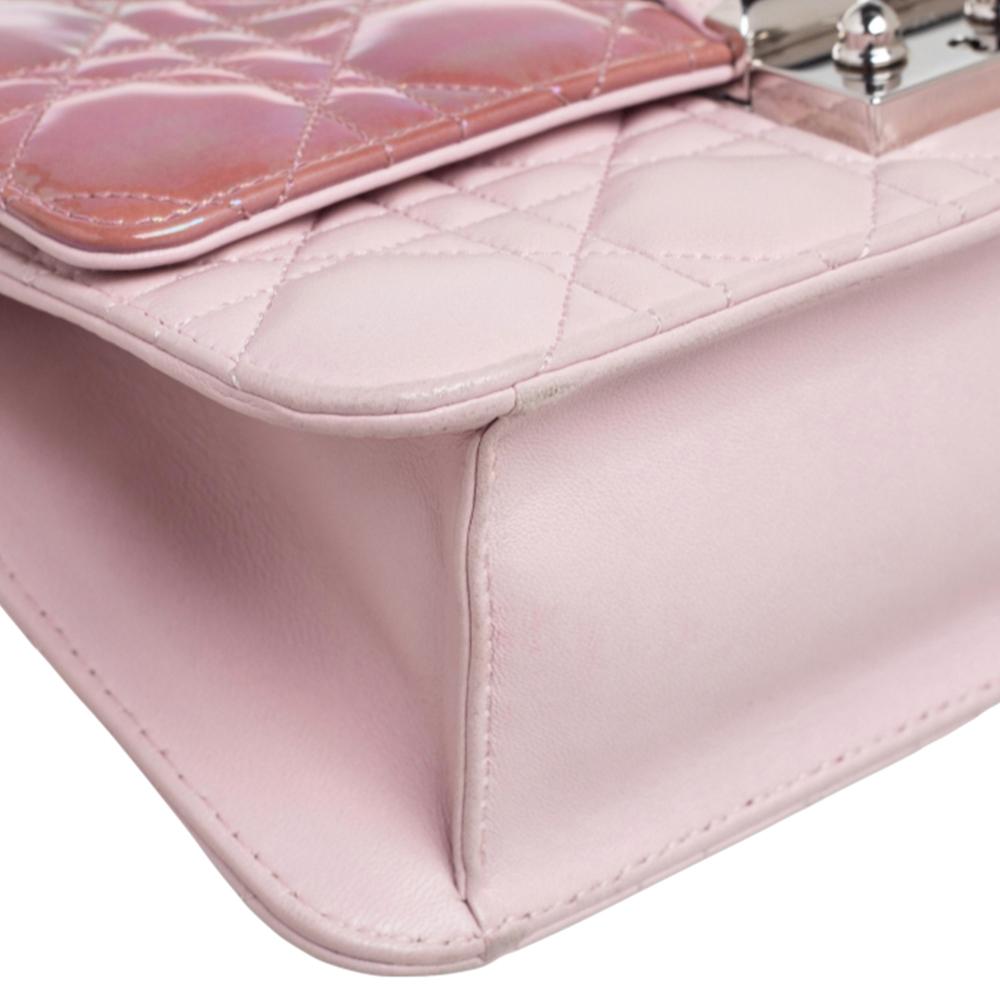 Dior Iridescent/Pink Cannage Quilted Patent and Leather New Lock Clutch Bag 3