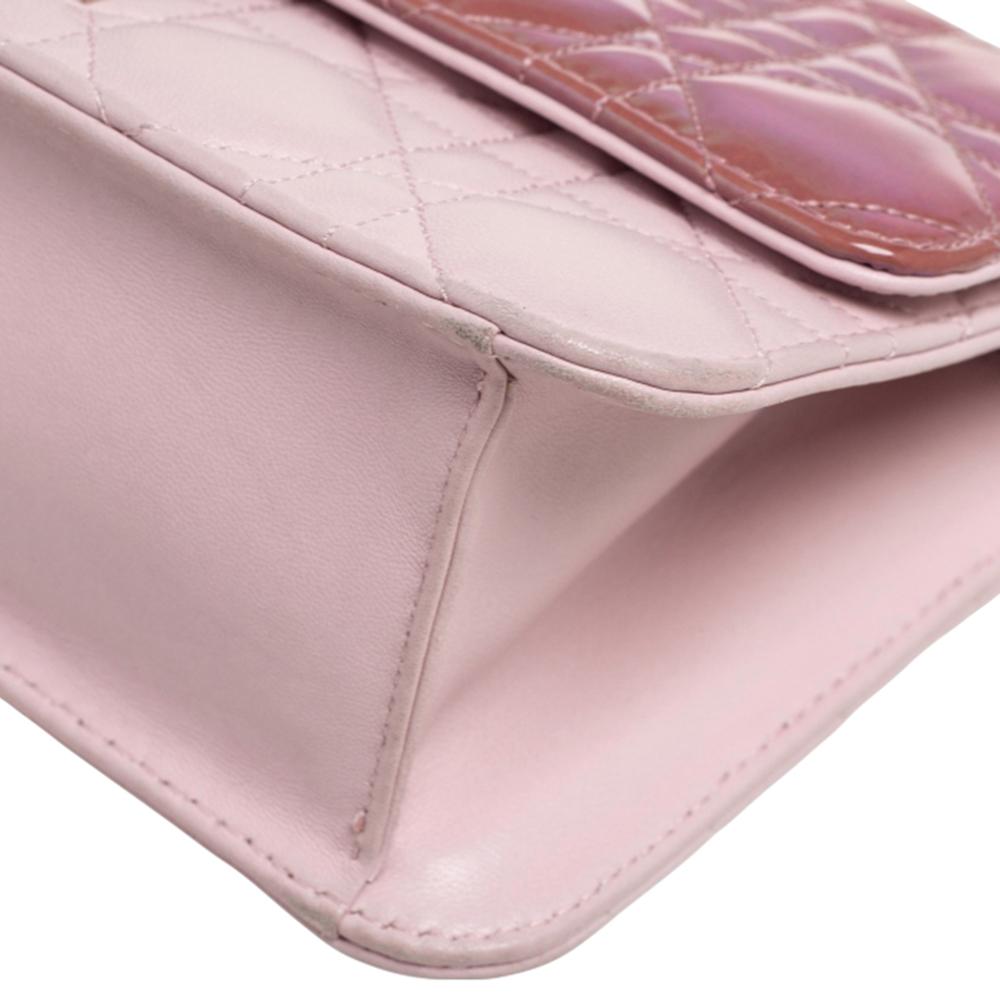 Dior Iridescent/Pink Cannage Quilted Patent and Leather New Lock Clutch Bag 1