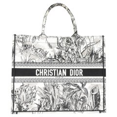 Dior Elfenbein & Schwarze Toile De Jouy Carnivora Große Buchtasche