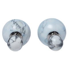 Dior Ivory & Blue Marbled Mise en Dior Tribales Stud Earrings