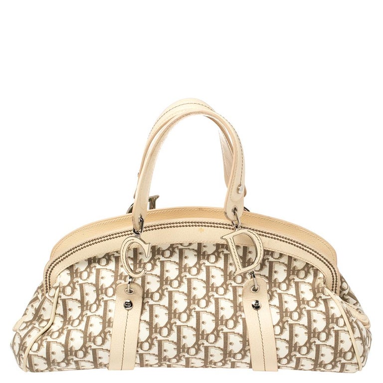 Dior Ivory/Brown Diorissimo Canvas and Leather Floral Embroidered ...