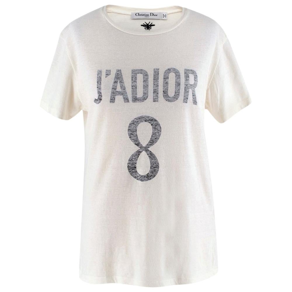 Dior Ivory Cotton J'adior 8 T-Shirt XS