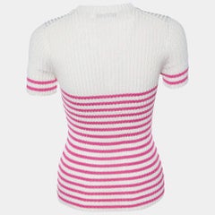 Dior Jersey de punto de algodón a rayas con logotipo marfil S