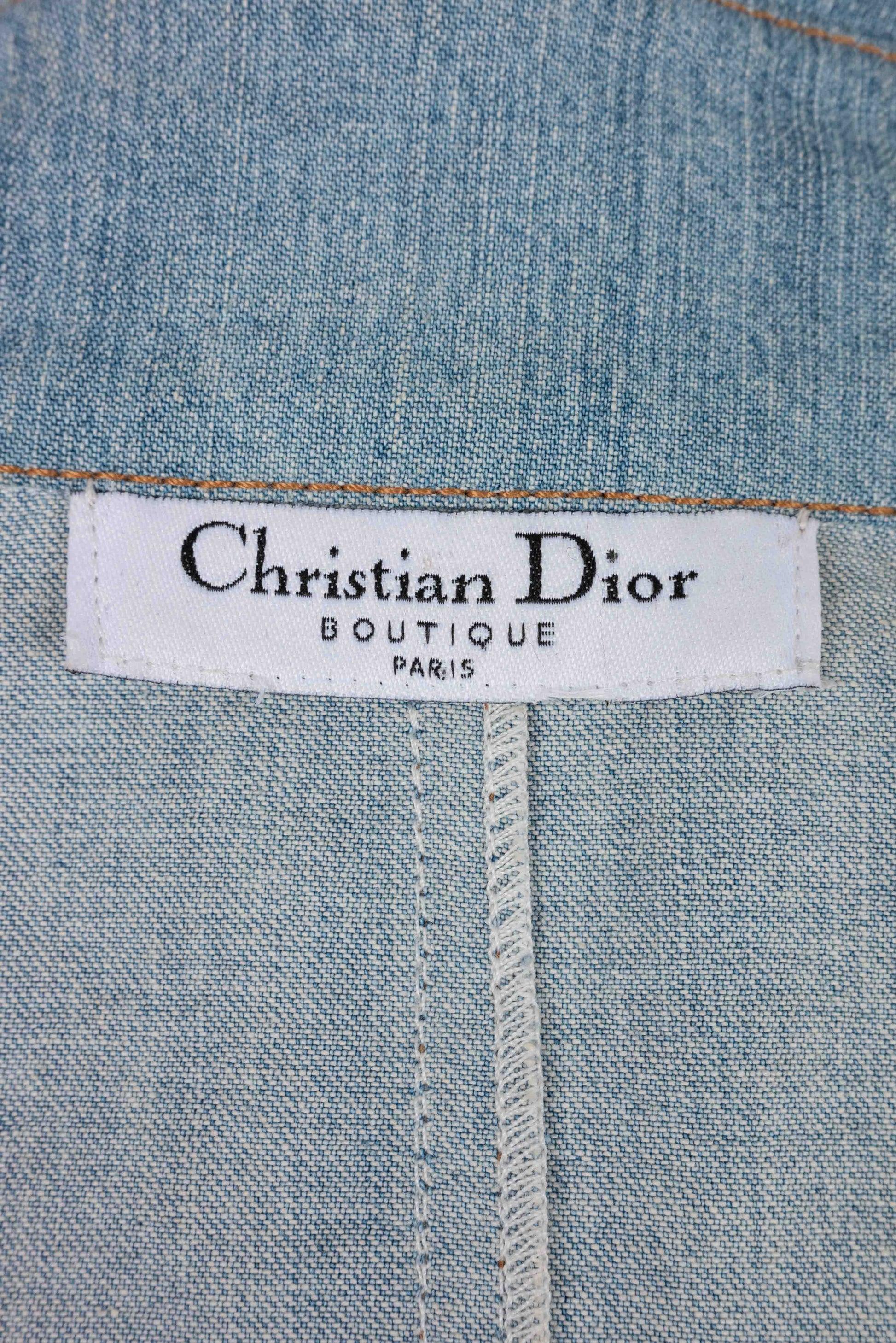 Dior Jacke aus blauem Denim und Spitze, 2005 im Angebot 10