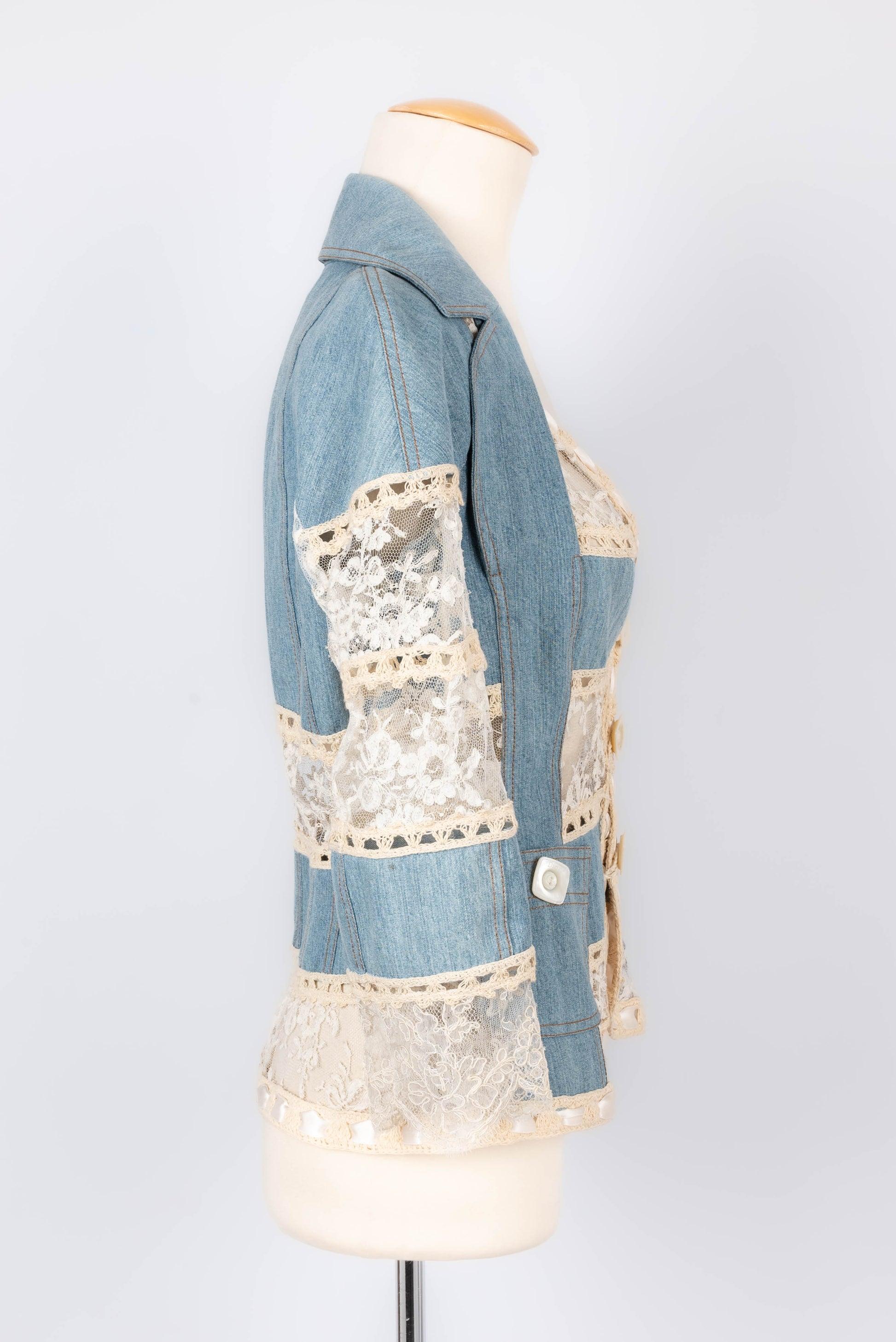 Women's Dior Jacket in Blue Denim and Lace, 2005 For Sale