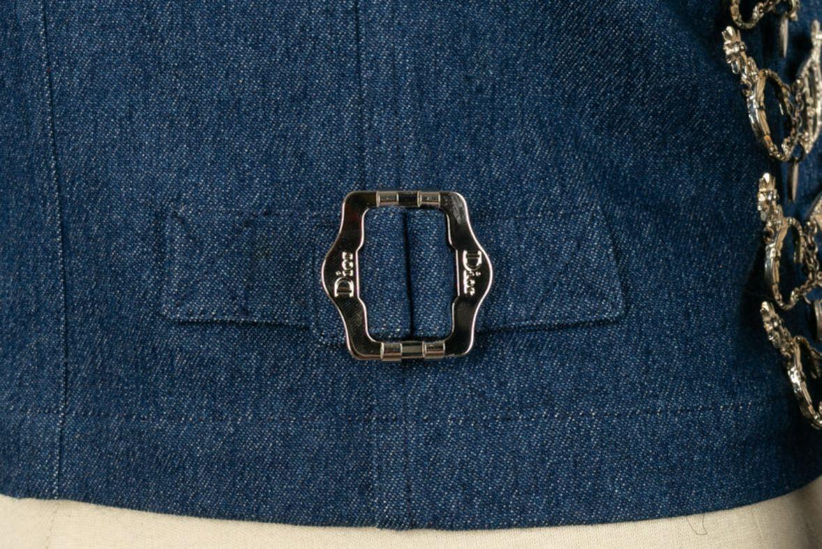 Dior Jacket in Jeans Sewn with Charms For Sale 3