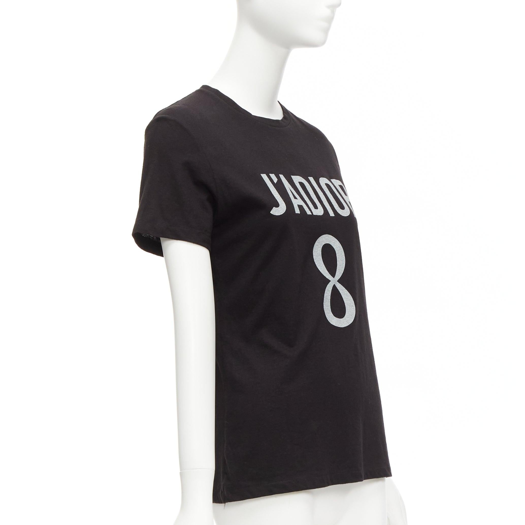 DIOR J'adior 8 black logo distressed screen print fitted tshirt XS In Excellent Condition For Sale In Hong Kong, NT