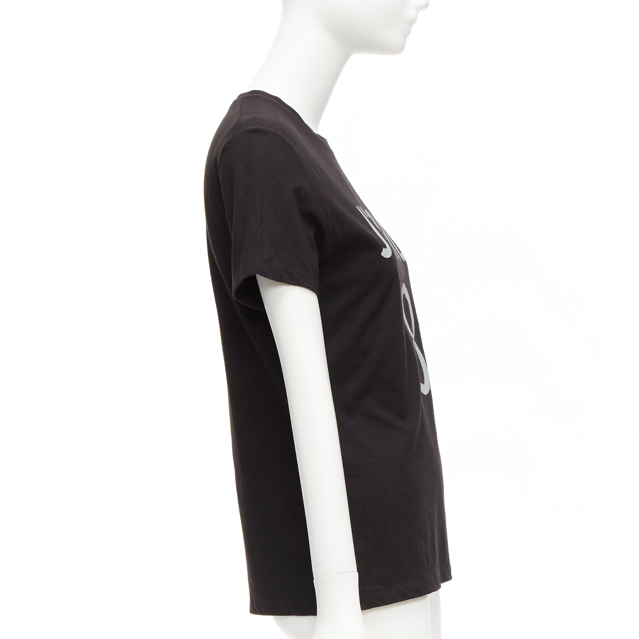 Women's DIOR J'adior 8 black logo distressed screen print fitted tshirt XS For Sale