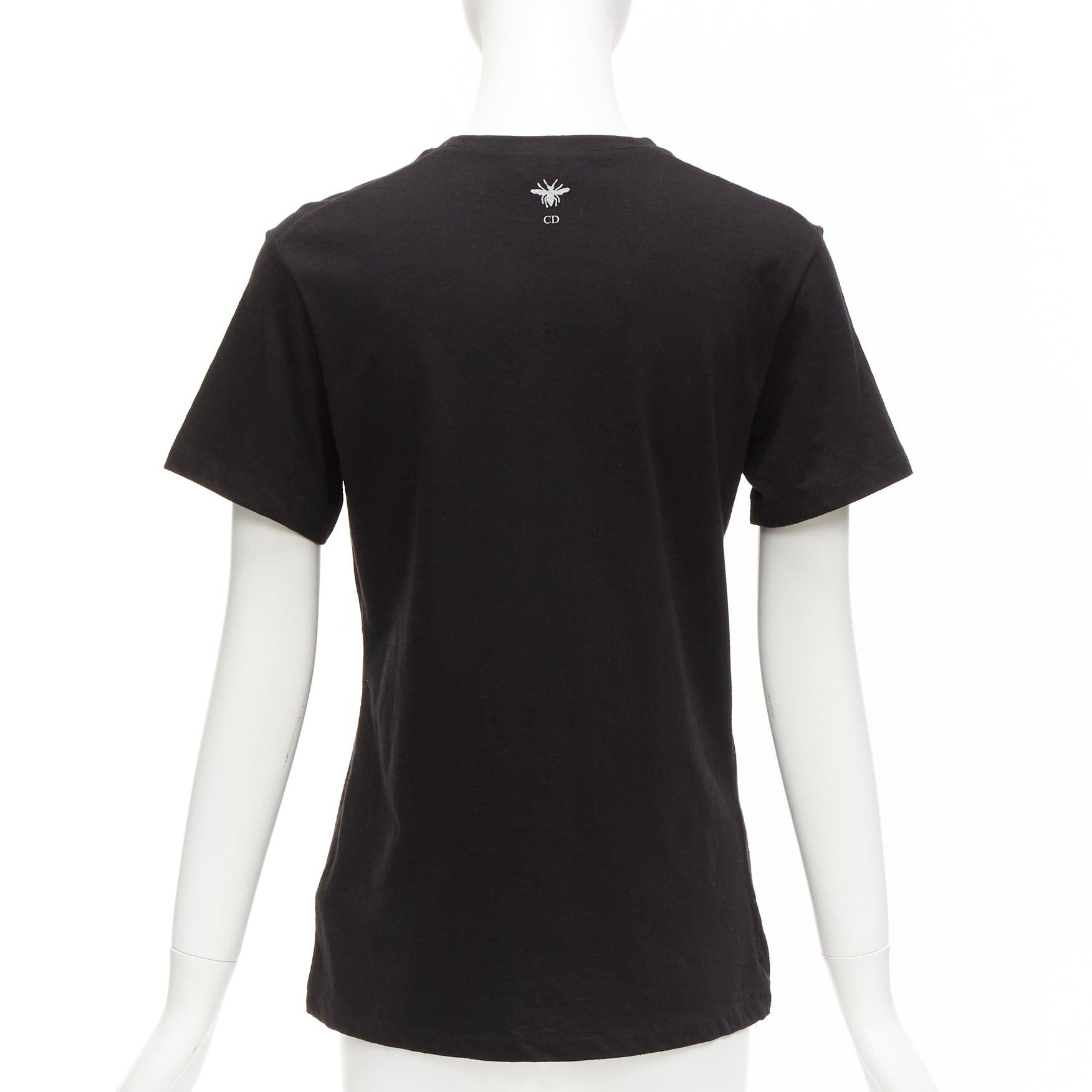 Women's DIOR J'adior 8 black logo distressed screen print fitted tshirt XS