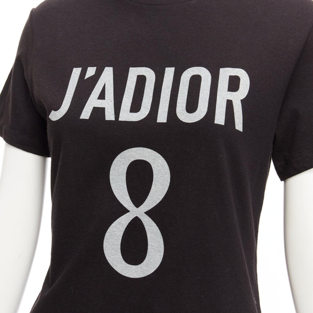 DIOR J'adior 8 black logo distressed screen print fitted tshirt XS For Sale 3