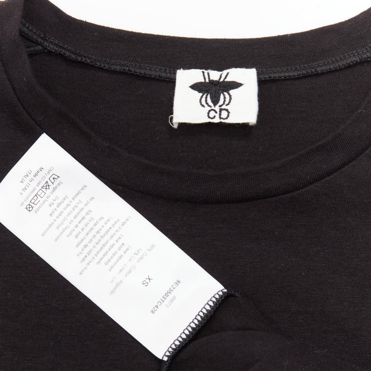 DIOR J'adior 8 black logo distressed screen print fitted tshirt XS For Sale 4