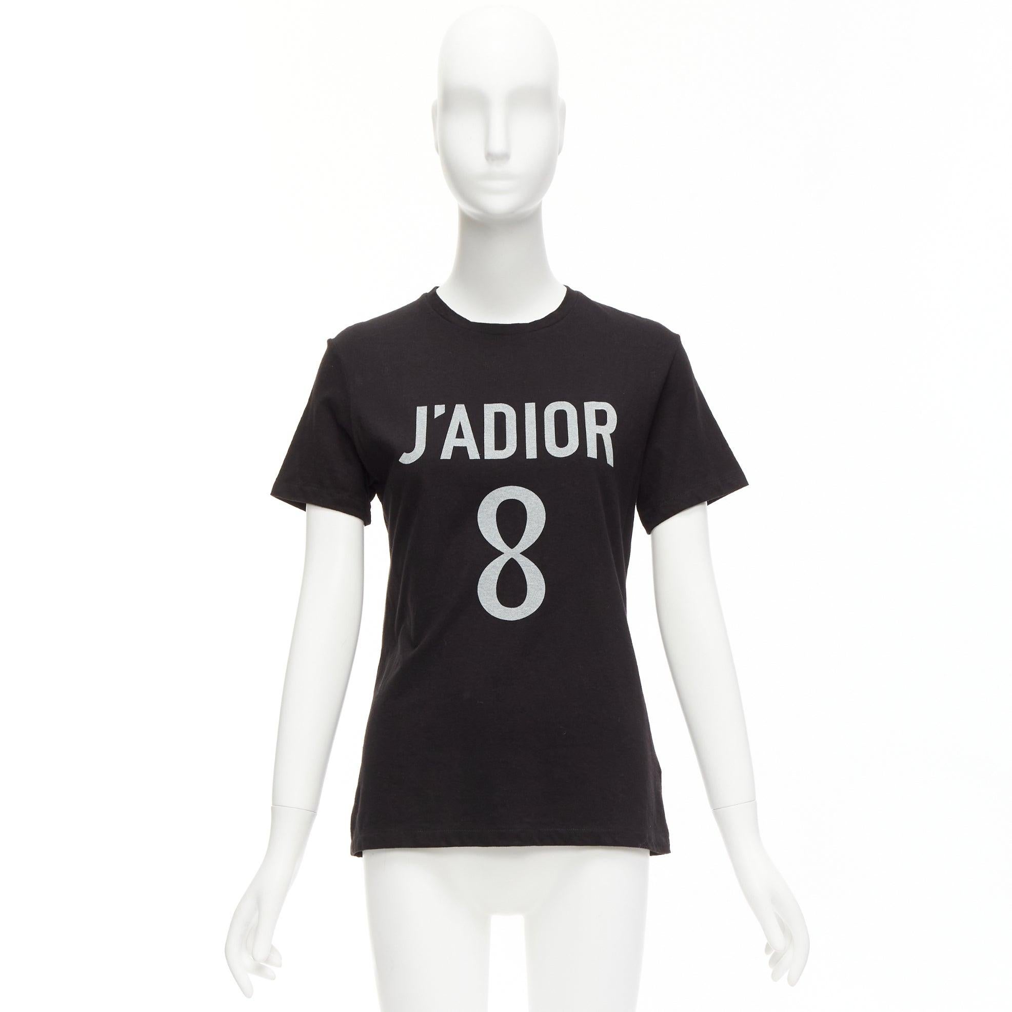 DIOR J'adior 8 black logo distressed screen print fitted tshirt XS For Sale 5