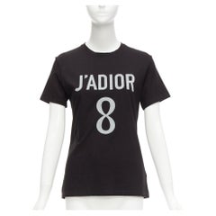 DIOR J'adior 8 black logo distressed screen print fitted tshirt XS