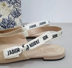 Dior J'adior Beige Textile Slingback Flats