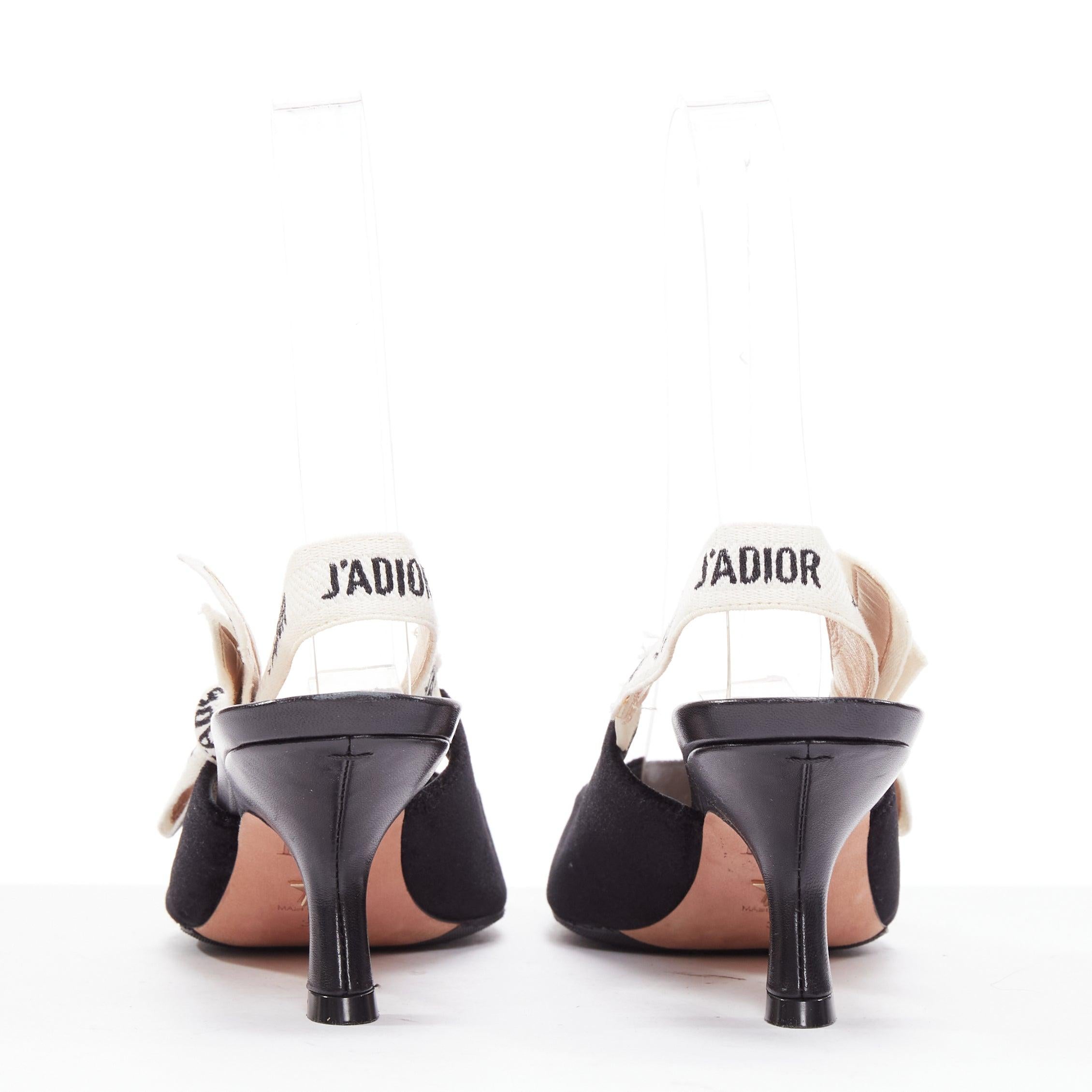 De las mujeres DIOR Jadior negro terciopelo coma tacón crema logo slingback pump EU35 en venta