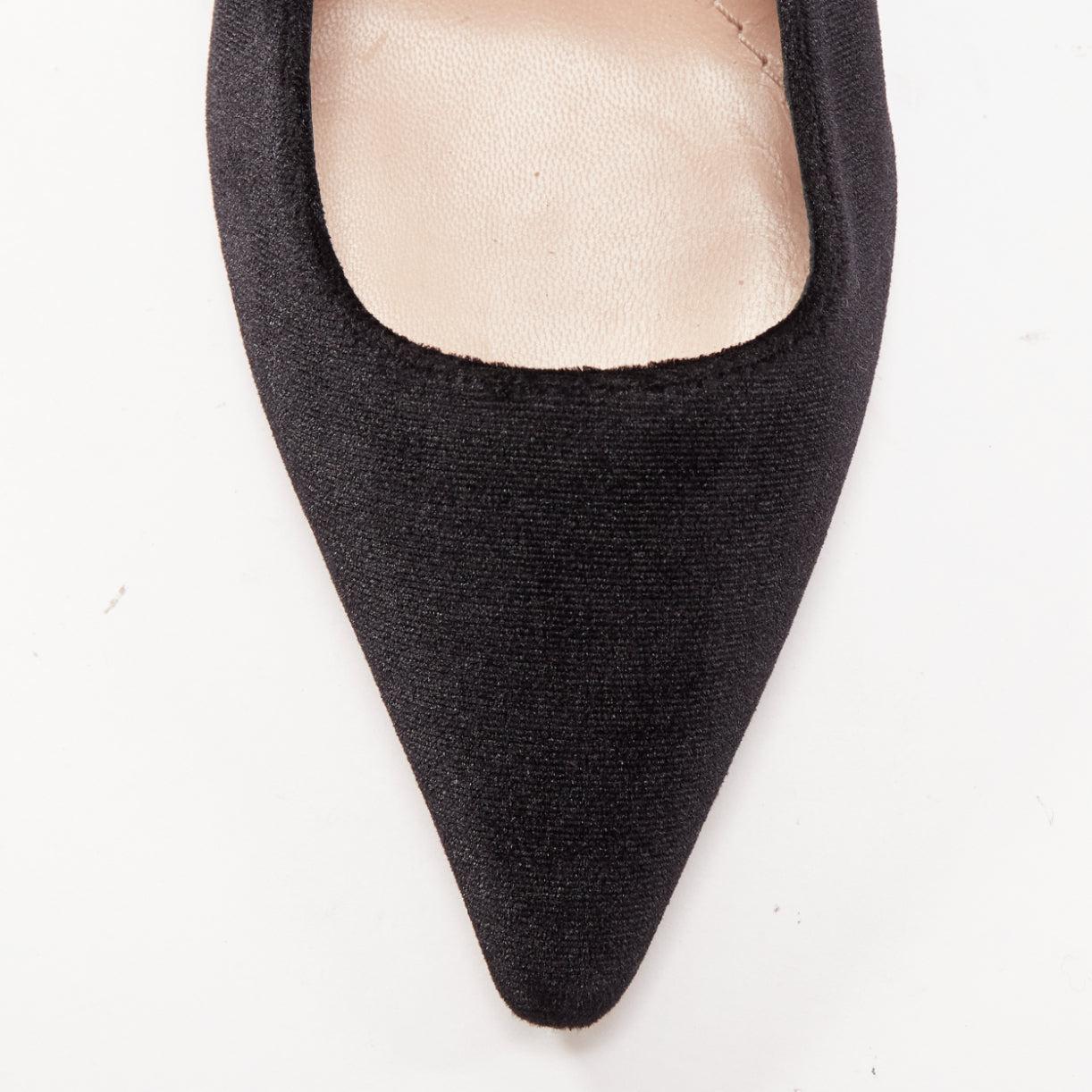 DIOR Jadior negro terciopelo coma tacón crema logo slingback pump EU35 en venta 1