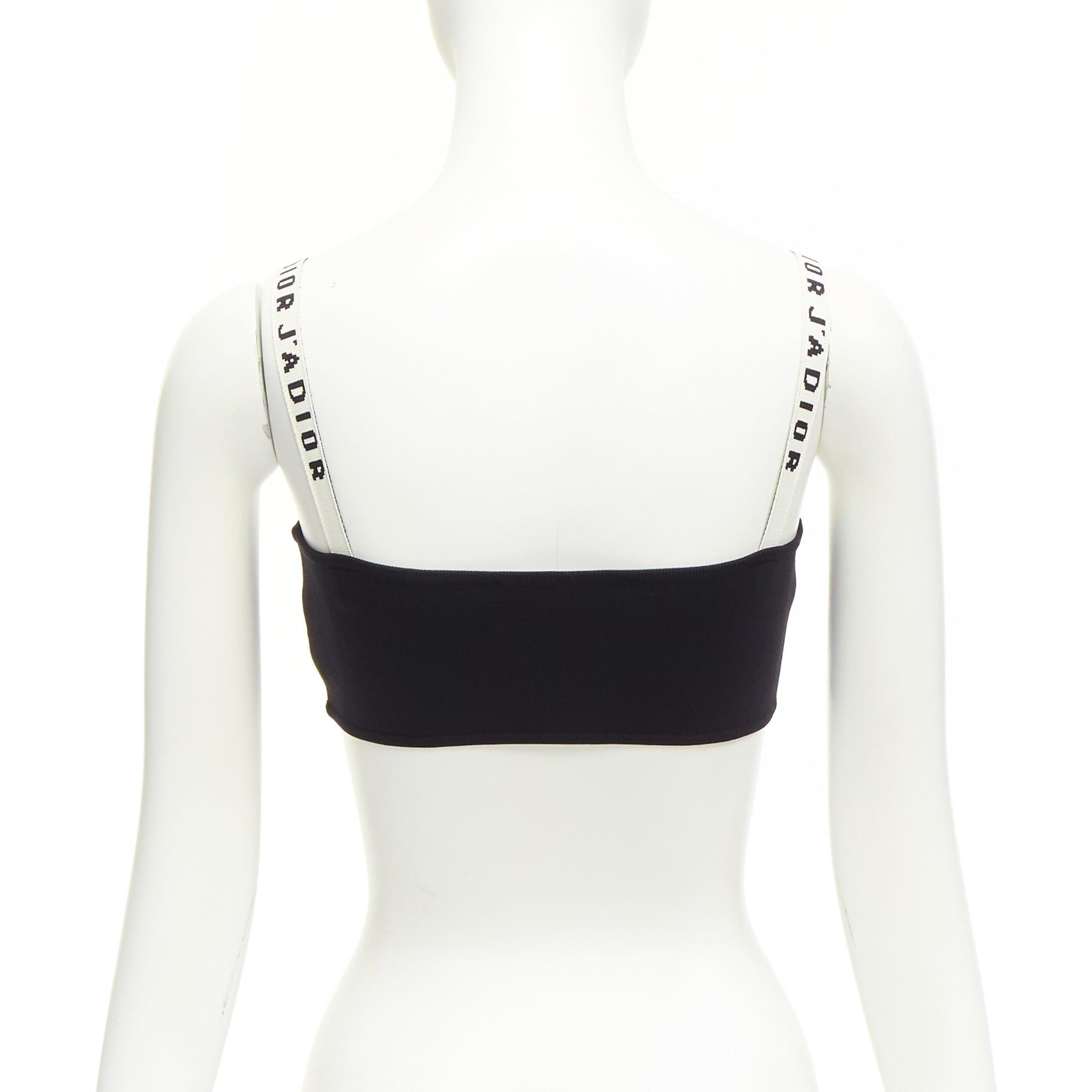 DIOR J'adior black white logo strap stretch jersey bralette crop top S For Sale 1