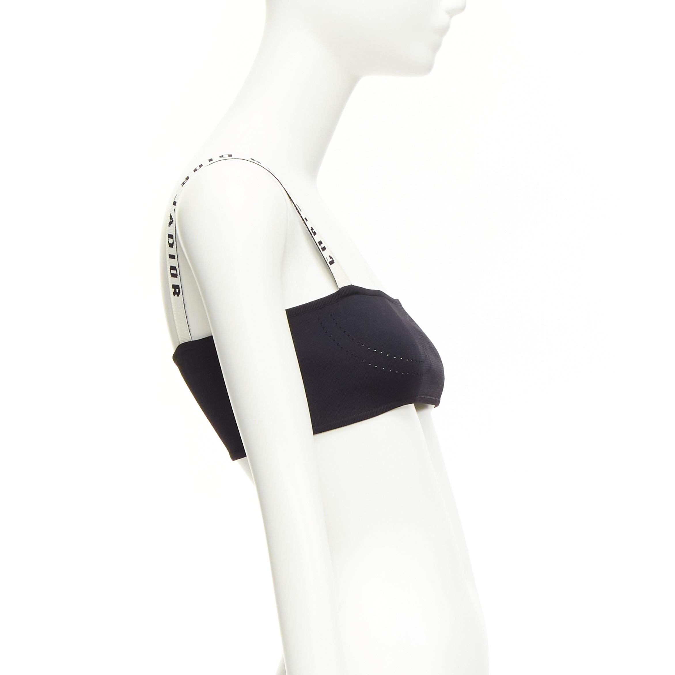 Women's DIOR J'adior black white logo strap stretch jersey bralette crop top XS For Sale