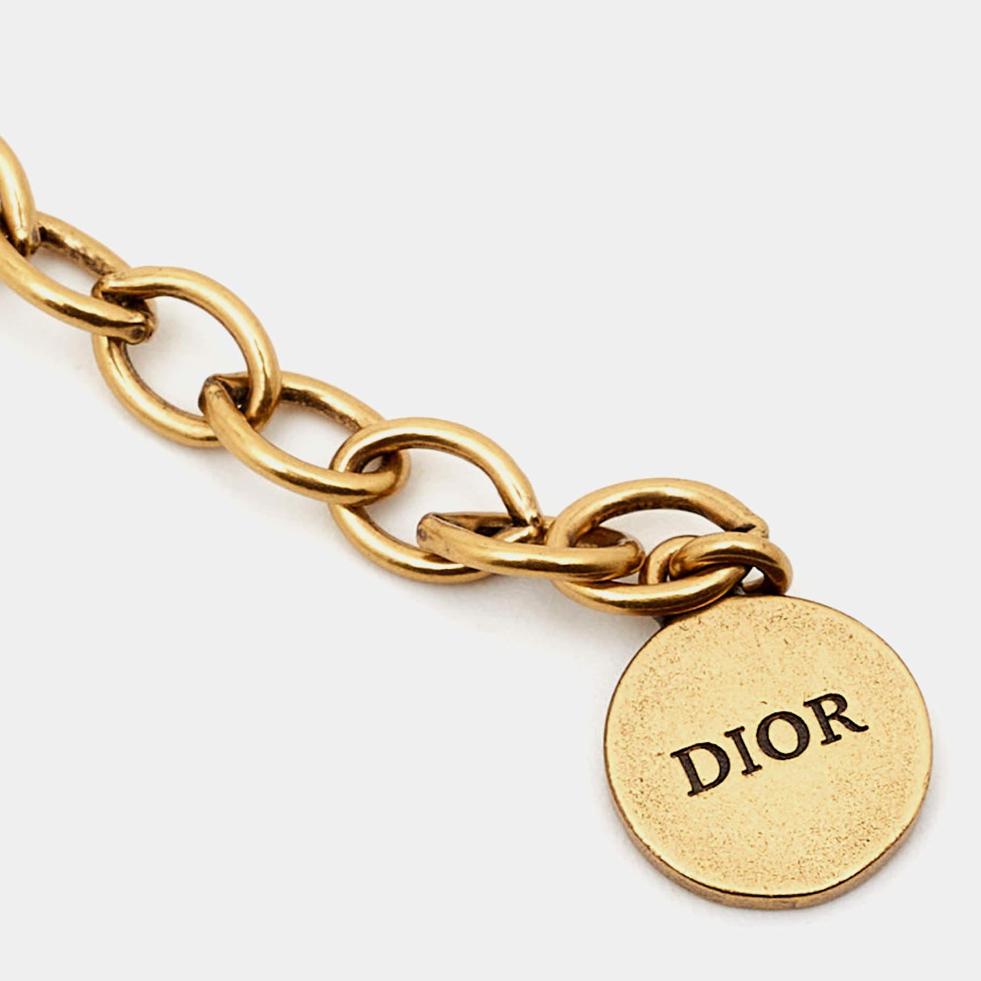 Dior J'Adior Crystal Gold Tone Necklace In Good Condition For Sale In Dubai, Al Qouz 2