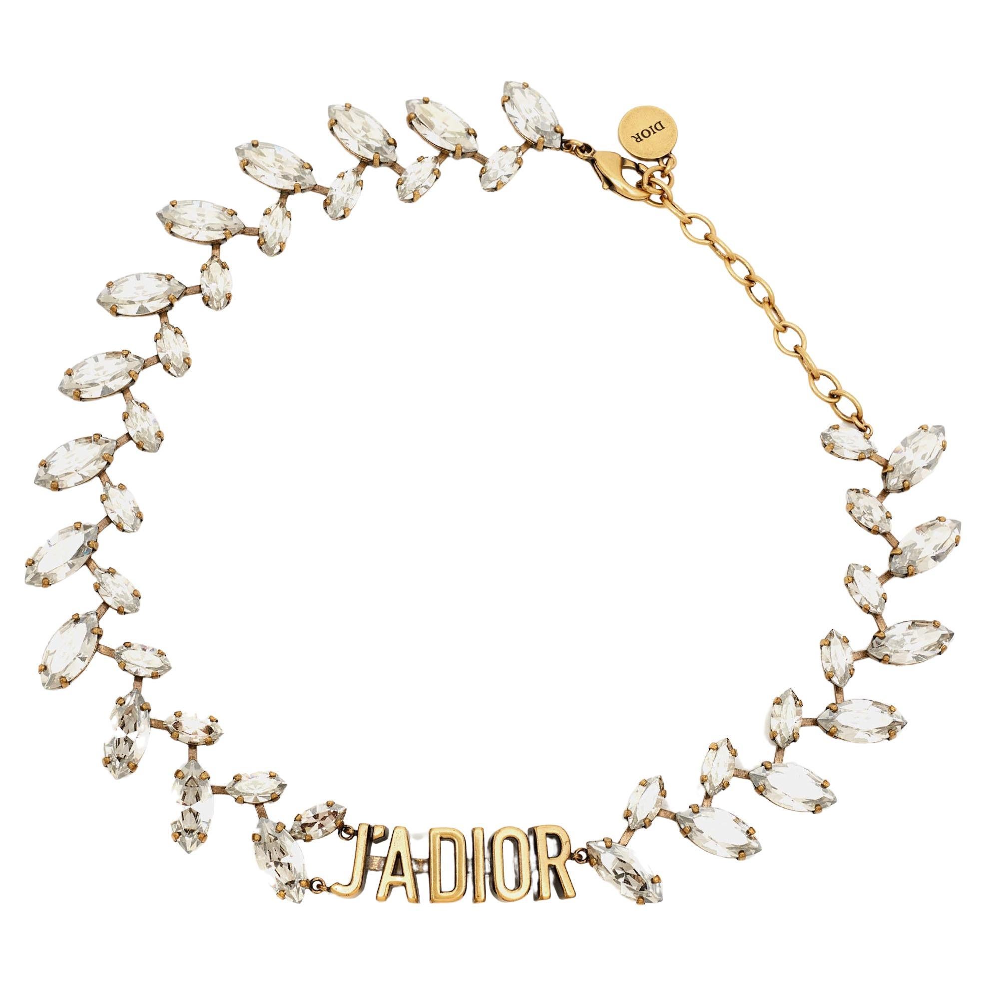 Dior J'Adior Crystal Gold Tone Necklace For Sale