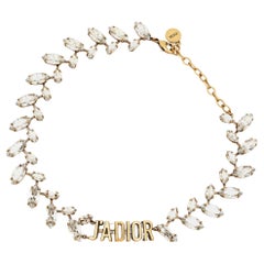 Dior J'Adior Goldfarbene Kristall-Halskette in Goldtönen