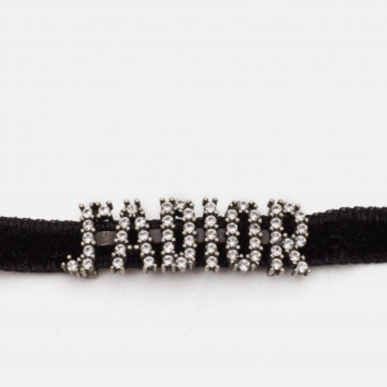 Donna Dior J'adior - Collana girocollo in velluto nero tempestata di cristalli in vendita