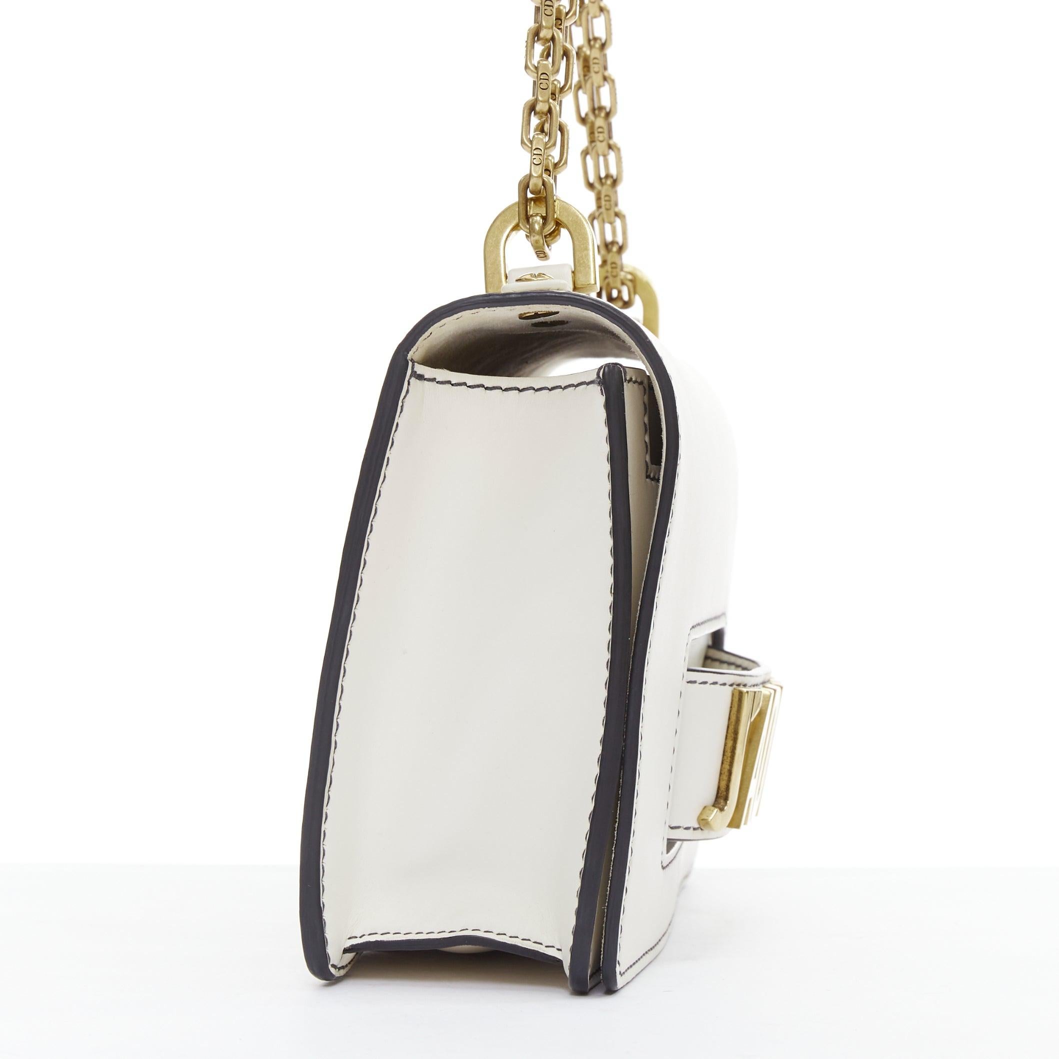 DIOR J'Adior Medium white leather gold letter chain flap crossbody bag In Good Condition For Sale In Hong Kong, NT